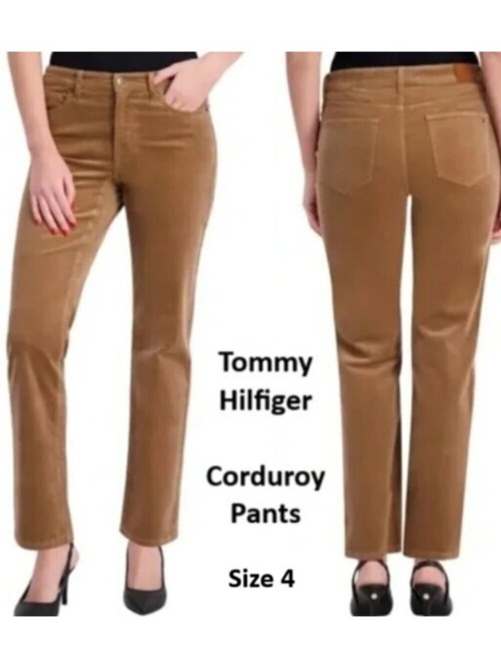 Tommy Hilfiger Women's 5 Pocket Corduroy Pant Size 4 Brown Straight Leg